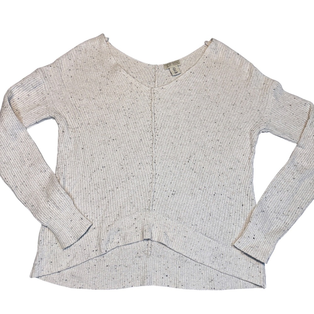 Ruby Moon Speckled V Neck Sweater Small Cream Cozy Knit Pullover